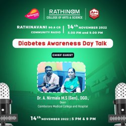 Rathinavani 90.8 Community Radio| Diabetes Awareness Day - Awareness program Talk By Dr. A. Nirmala MS(Gen) DGO Dean CMCH CBE | November 14 , 5Pm & 9Pm